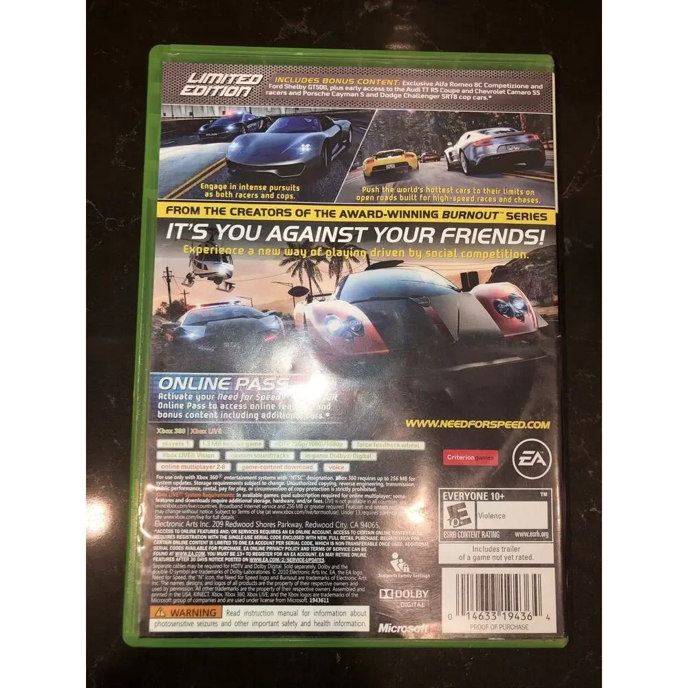 Need for Speed: Hot Pursuit (Microsoft Xbox 360, 2010)‎